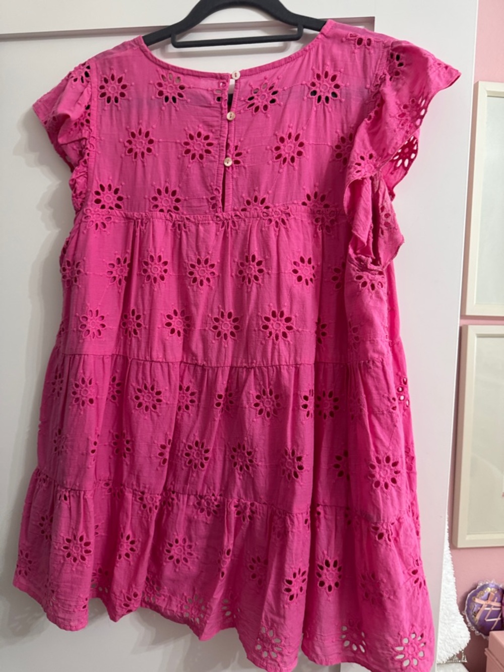 entro Hot Pink Eyelet tunic top - Picture 3 of 3